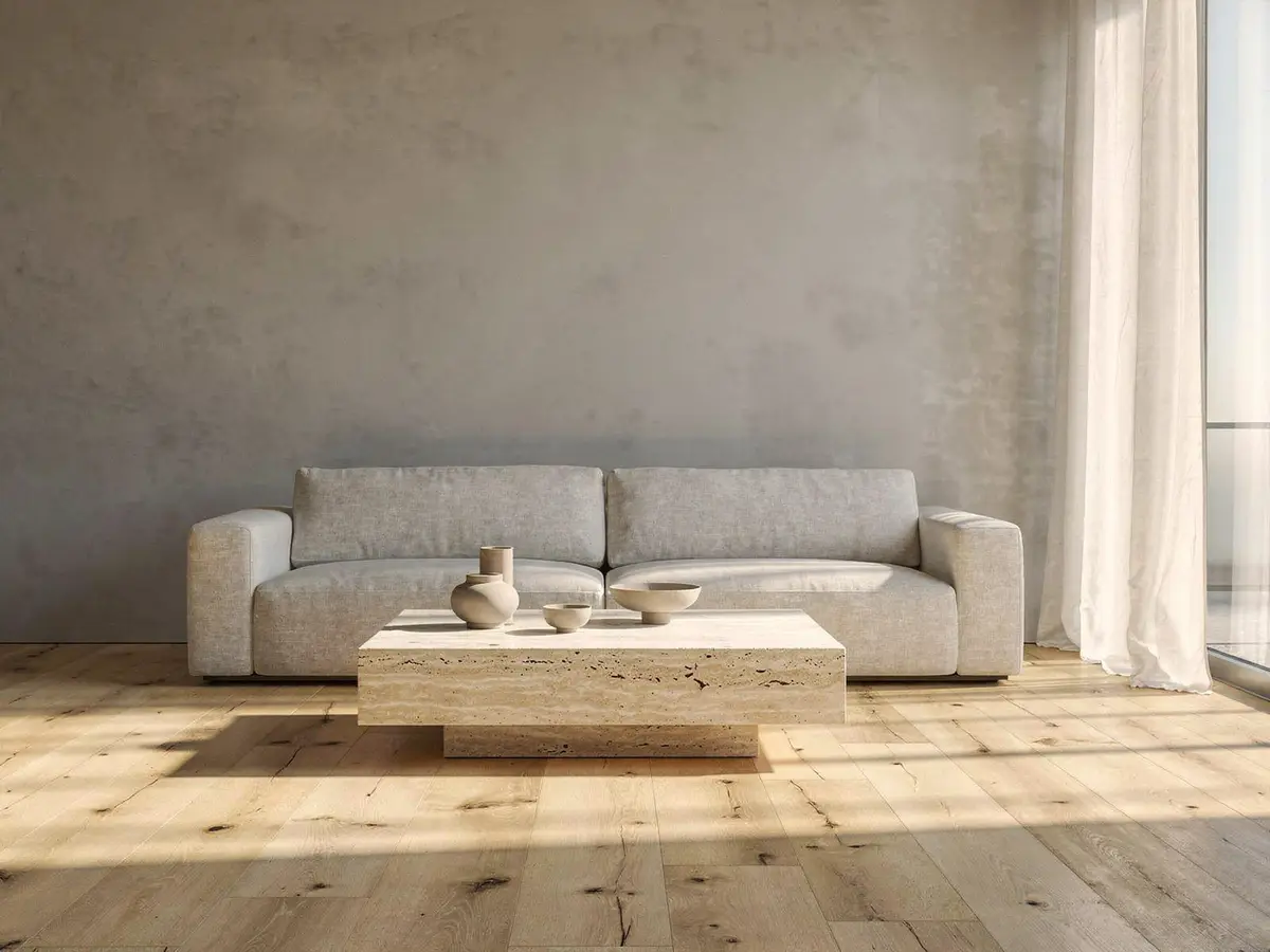 The same living room with a different floor: Engineered oak