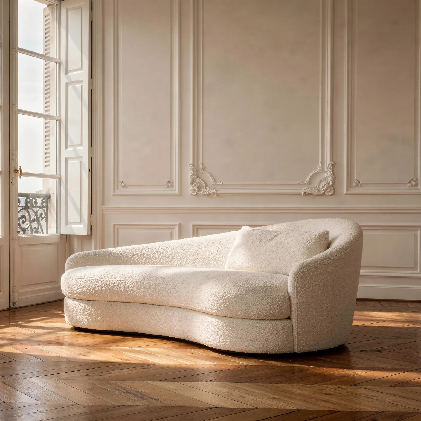 A sofa in a calm living room