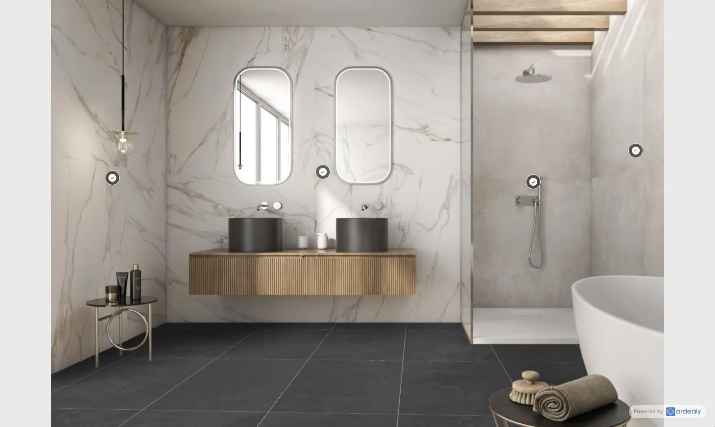 Tiles visualized in a real room